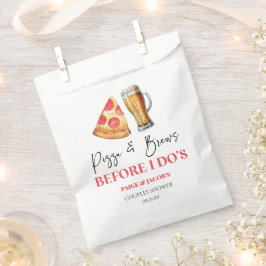 Pizza und Bier vor dem Ja-Wort-Paar-Sprudelparty Geschenktütchen