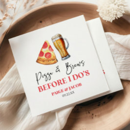 Pizza und Bräune bevor ich Probe essen Serviette