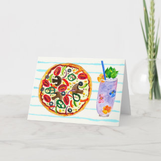 Pizza- und Cocktail-Foodie-Karte Dankeskarte