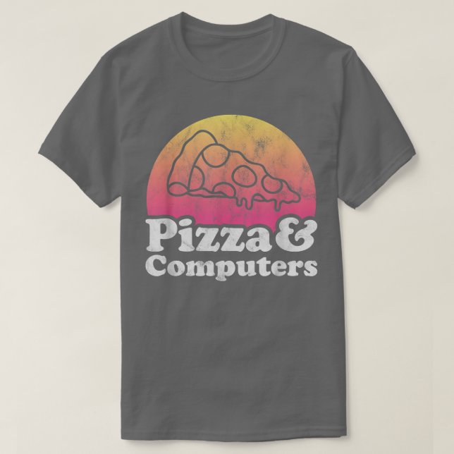 Pizza und Computer oder Computer  T-Shirt (Design vorne)