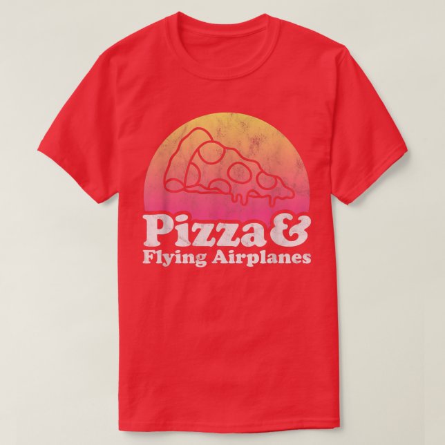 Pizza- und Flug-Flugzeuge oder Pilot T-Shirt (Design vorne)