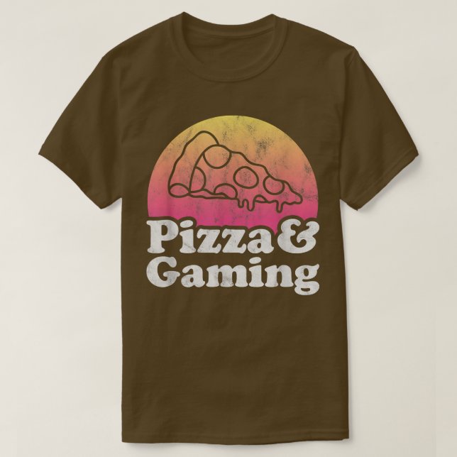 Pizza und Gaming oder Gamer T-Shirt (Design vorne)