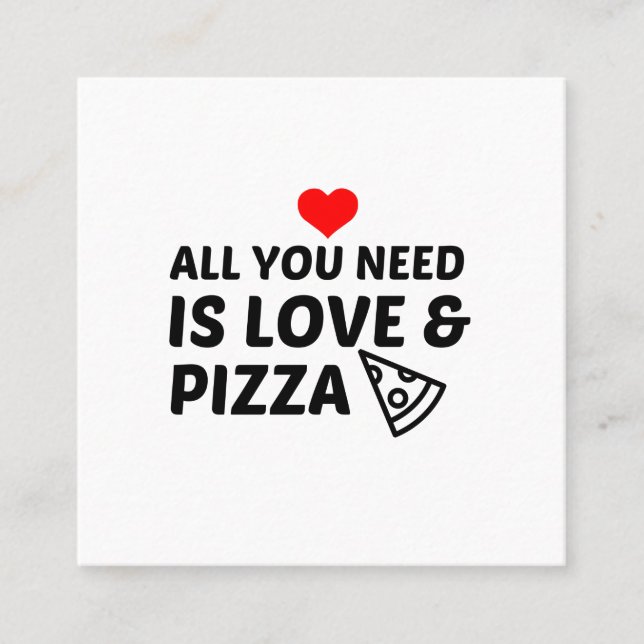 PIZZA UND LIEBE QUADRATISCHE VISITENKARTE (Vorderseite)