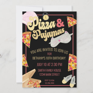 Pizza und Pajamas Slumber Party Sleepover Geburtst Einladung