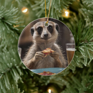 "Pizza und Pints: Eine perfekte Snackpause für Mee Keramik Ornament