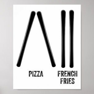 Pizza und Pizzen des Skilehrers und Pizzen des Fra Poster