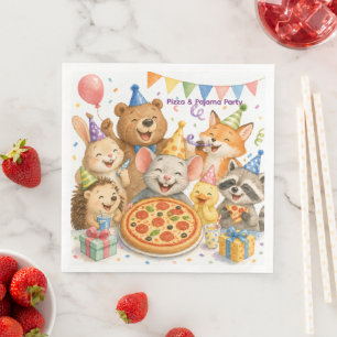 Pizza- und Pyjama-Party Süße Tiere Serviette