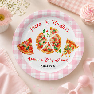 Pizza und Schnuller Baby Shower Party in Rosa Ging Pappteller