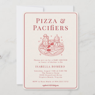 Pizza und Schnuller Italienisch-Thematische Babypa Einladung