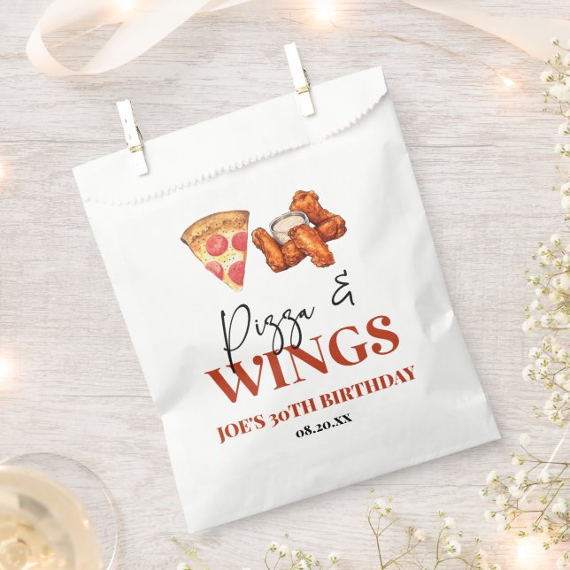 Pizza- und Wings-Geburtstagsfeier Geschenktütchen (Ausgeschnitten)
