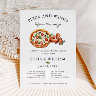 Pizza und Wings vor dem Probenessen für die Hochze Einladung