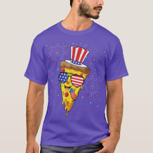 Pizza Us Flag Hat Firecracker 4. Juli Food Pat T-Shirt