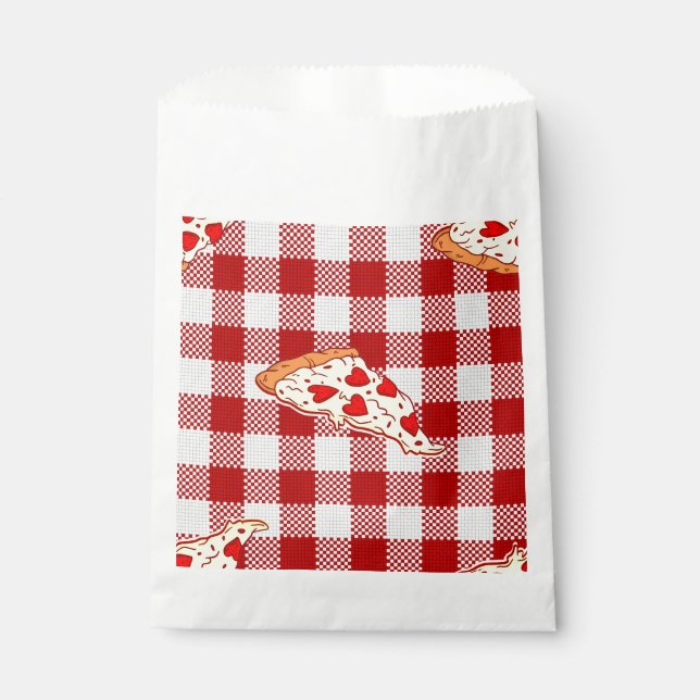 Pizza valentiner Gingham Geschenktütchen (Vorderseite)