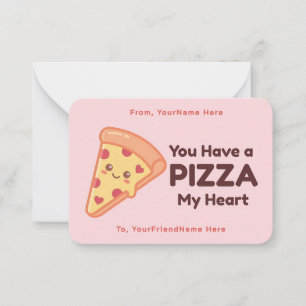 Pizza Valentinstag Klassennotizkarte Mitteilungskarte