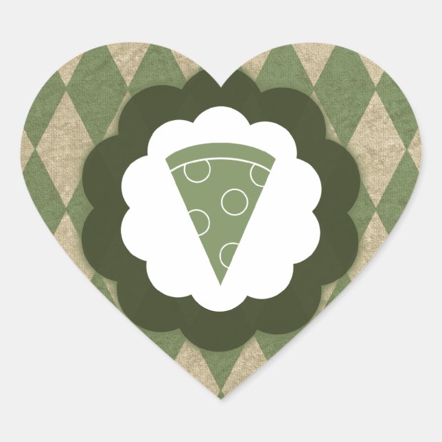 Pizza Vintag Herz-Aufkleber (Vorderseite)