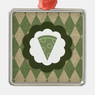 Pizza Vintag Silbernes Ornament