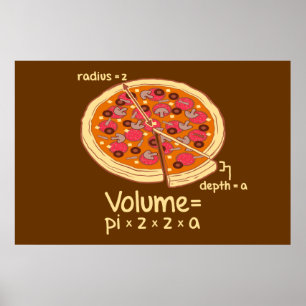 Pizza Volume Mathematical Formula = Pi*z*z*a Poster
