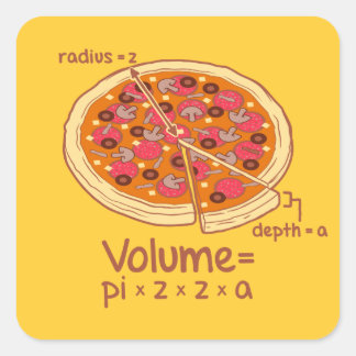 Pizza Volume Mathematische Formel = Pi*z*z*a Quadratischer Aufkleber