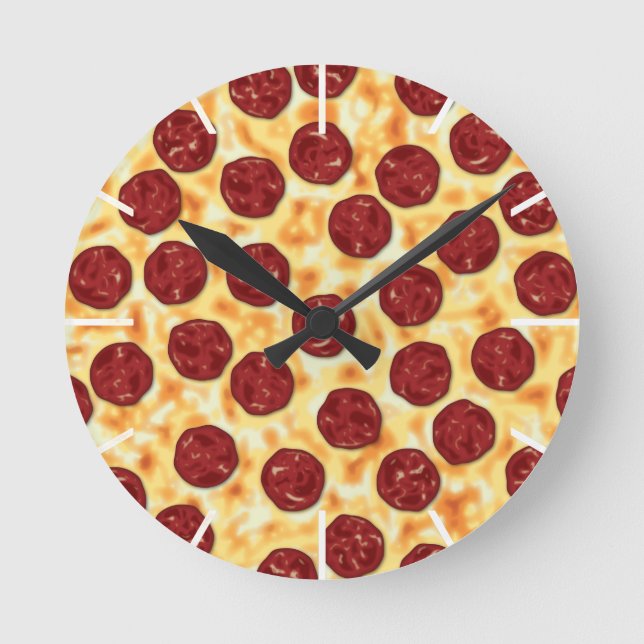 Pizza von Peperoni für Pizza Lovers Wall Clock Runde Wanduhr (Vorderseite)