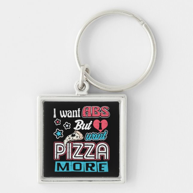 Pizza vs Abs - Bulking Diet - Funny Carbs Novelty Schlüsselanhänger (Vorne)