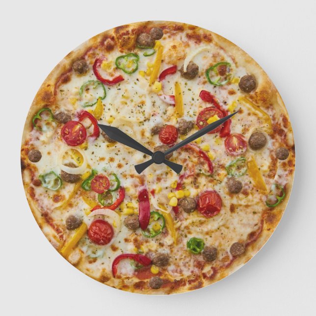 Pizza Wall Clock Große Wanduhr (Vorderseite)