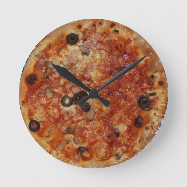 Pizza-Wanduhr Runde Wanduhr (Vorderseite)