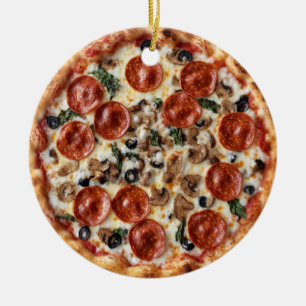 Pizza Weihnachten, Lustiger Foodie, Weißer Elefant Keramik Ornament