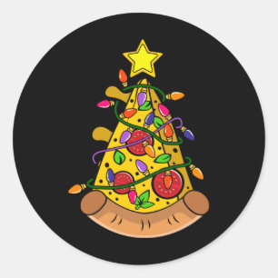 Pizza Weihnachtsbaum Geschenk, Funny Pizza Kostüm Runder Aufkleber