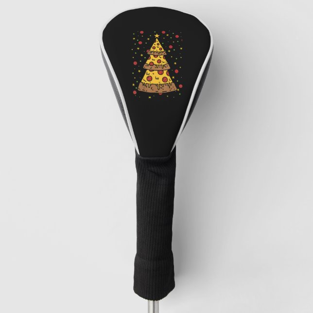 Pizza Weihnachtsbaum Lichter Weihnachtsmänner Golf Headcover (Vorderseite)