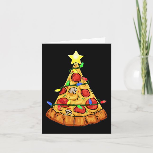 Pizza Weihnachtsbaum Lights Fun Boys Kinder Weihna Karte (Vorderseite)