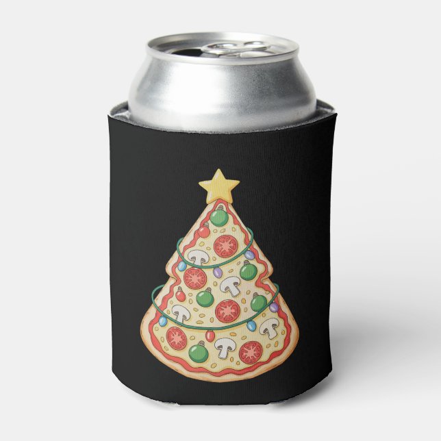 Pizza Weihnachtsbaum Xmas Lights Weihnachtsfeierta Dosenkühler (Kanne Vorderseite)