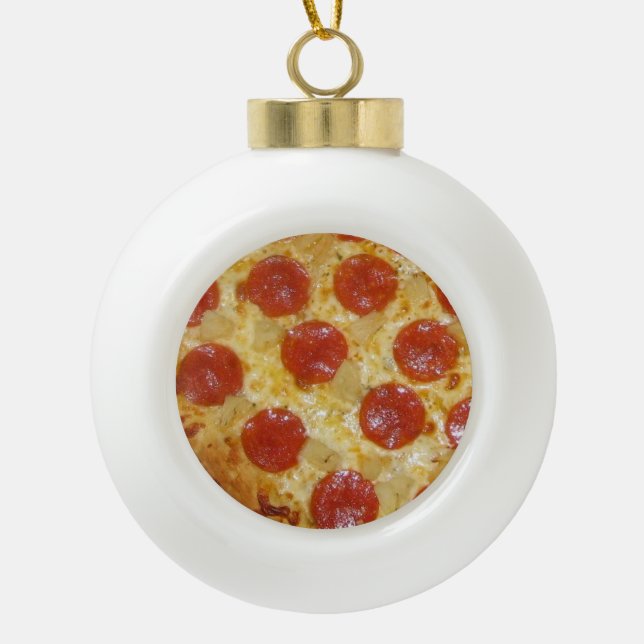 PIZZA Weihnachtsverzierung Keramik Kugel-Ornament (Vorderseite)