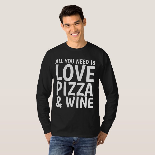 PIZZA WINE LOVE Drôle T-shirts (Devant entier)