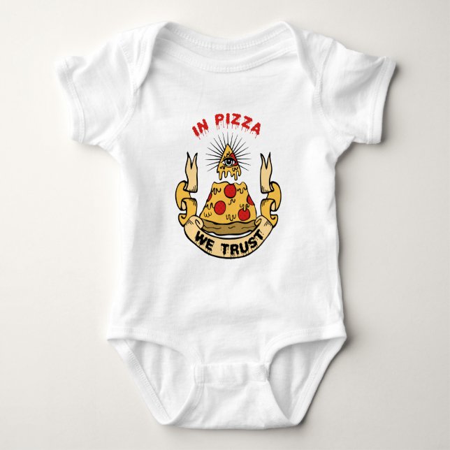Pizza: Wir vertrauen Baby Strampler (Vorderseite)