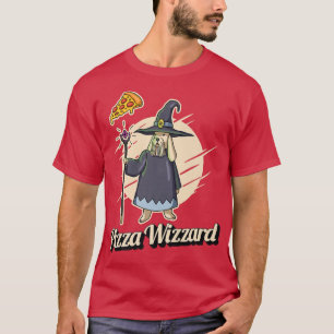 Pizza Wizard Dog Sorcerer isst Pizza T-Shirt
