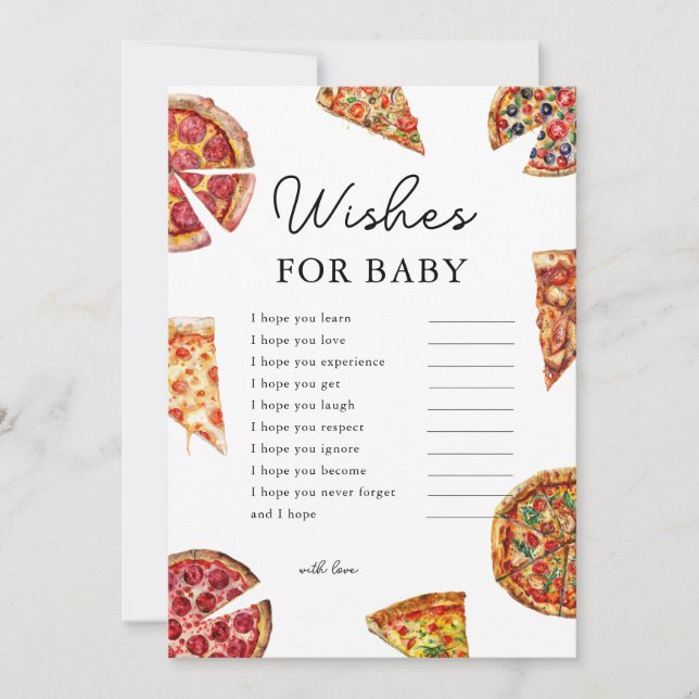 Pizza wünscht sich eine Baby-Duschkarte Einladung (Vorderseite)