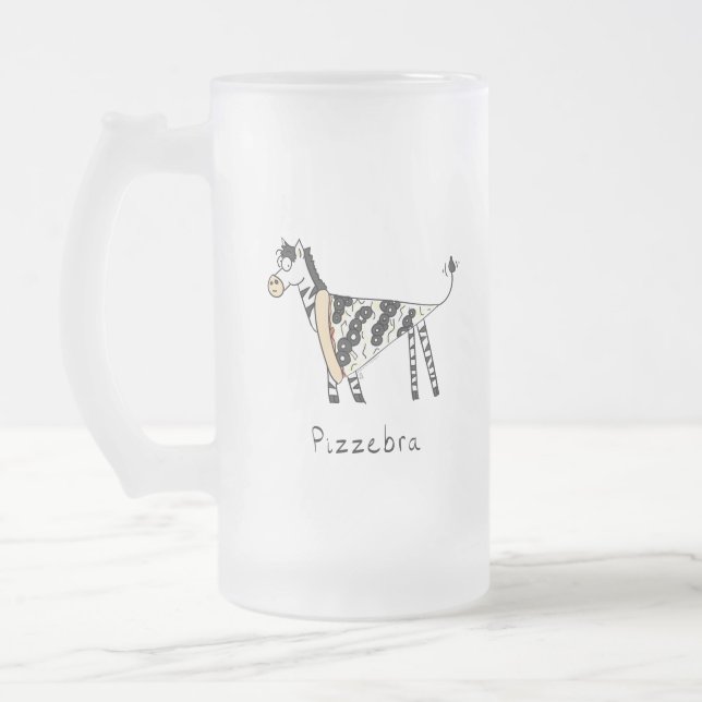 Pizza Zebra Niedlich Kids Cartoon Mattglas Bierglas (Links)