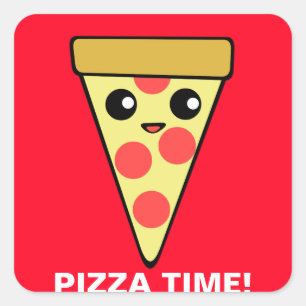 Pizza-Zeit Quadratischer Aufkleber