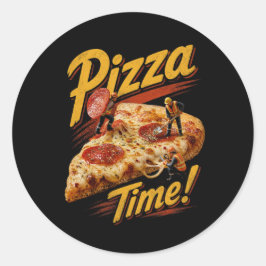 Pizza Zeit! Runder Aufkleber