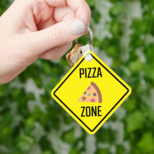 Pizza Zone Metal Square Schlüsselanhänger