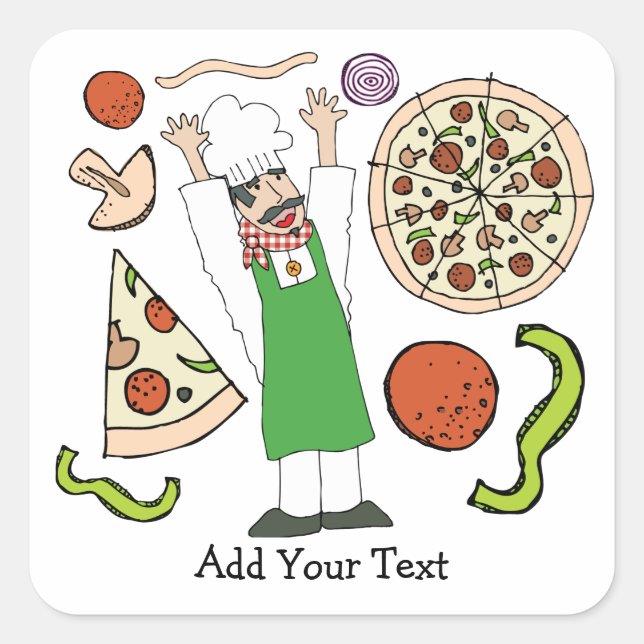 Pizzaaufkleber Quadratischer Aufkleber (Vorderseite)