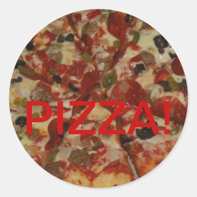Pizzaaufkleber. . . Yum Runder Aufkleber (Vorderseite)