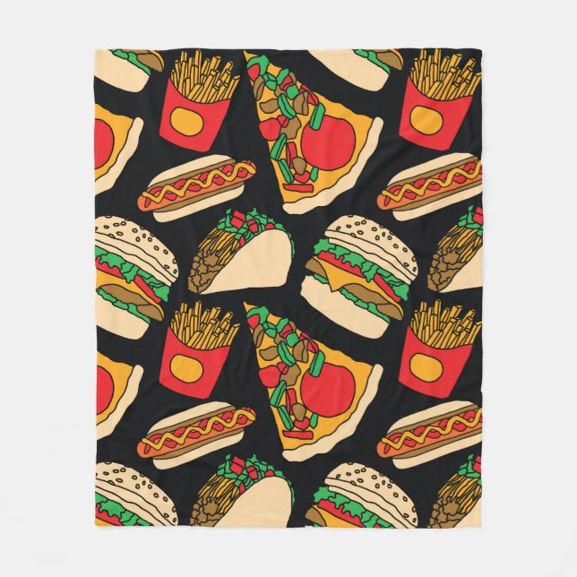 Pizzaburger Hotdog Pommes frites Tacos Fleecedecke (Vorderseite)