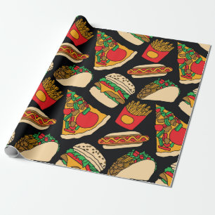 Pizzaburger Hotdog Pommes frites Tacos Geschenkpapier