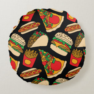Pizzaburger Hotdog Pommes frites Tacos Rundes Kissen