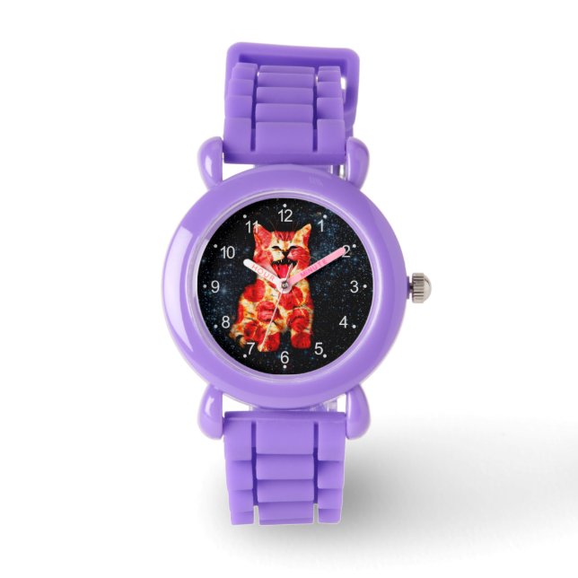 Pizzakatze im Weltraum Armbanduhr (Vorderseite)