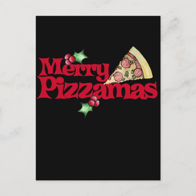 Pizzamas Feiertagspostkarte (Vorderseite)