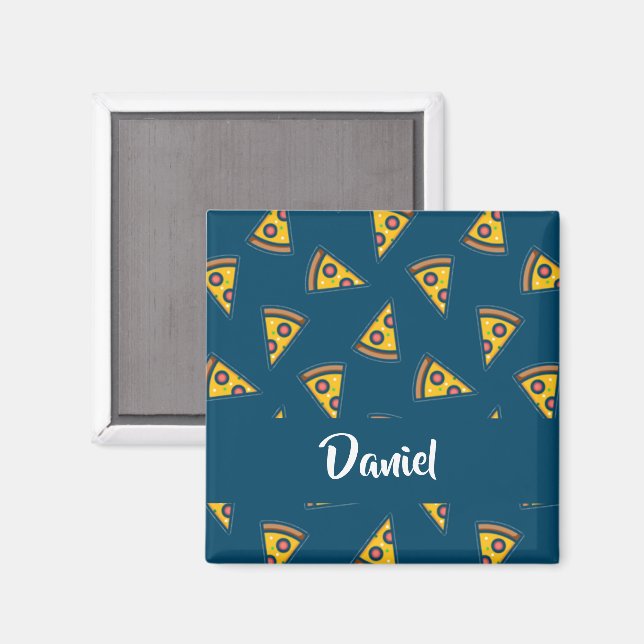 Pizzamuster auf Blau Magnet (Vorderseite/Rückseite)