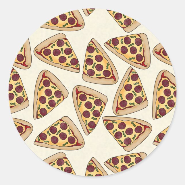 Pizzas-Party Runder Aufkleber (Vorderseite)