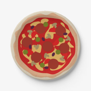 Pizzas Pepperoni mit Nüchtern-Party-Papier-Teller Pappteller